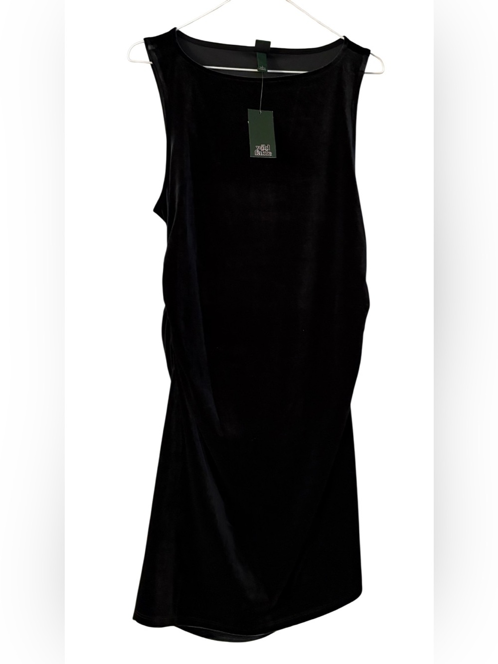 NWT-Large Whimsical fairy Y2K Black 
Ruched sides Sleeveless Velvet Dress